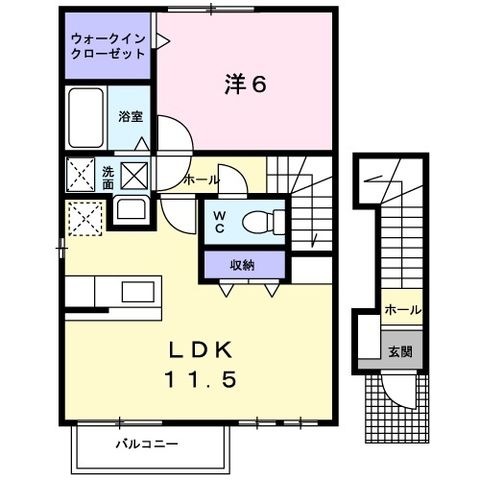 拡大写真:ゴールドハピネスC 2階201の間取り