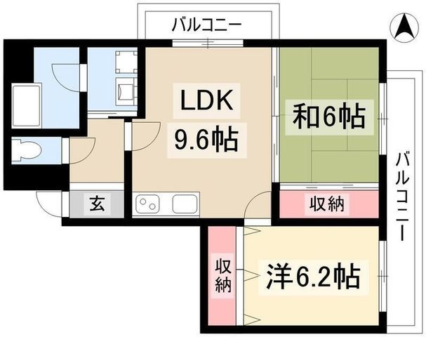 拡大写真:ブラザービル八幡 4階401の間取り
