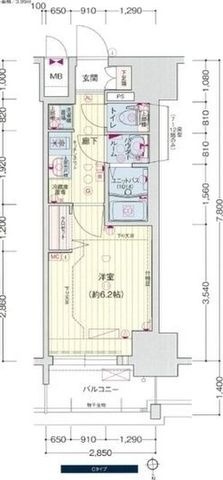 拡大写真：プレサンスNAGOYAシティオ 12階1203の間取り