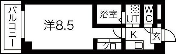 拡大写真：プロビデンス新瑞橋 6階601の間取り