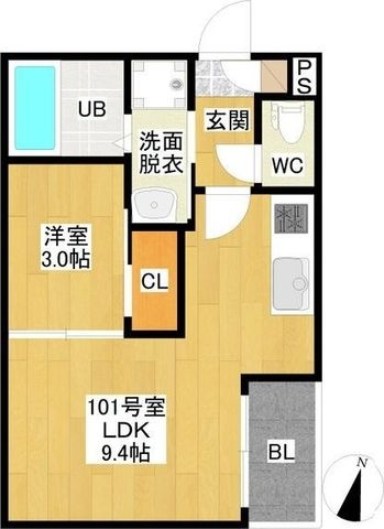 拡大写真：REGALEST　BRICKS 1階101の間取り