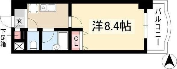 拡大写真:現代ハウス新栄 7階705の間取り