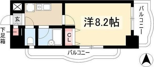 拡大写真:現代ハウス新栄 7階701の間取り