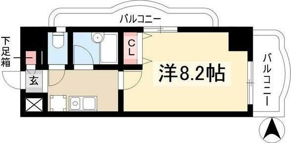 拡大写真:現代ハウス新栄 6階609の間取り