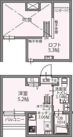 拡大写真:パレッタ小本WEST 1階102の間取り