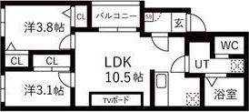 拡大写真:Tidy本陣西 1階101の間取り