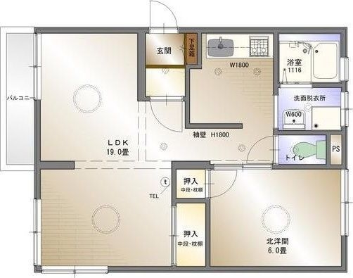 拡大写真:霞ヶ丘ハイツ 3階311の間取り