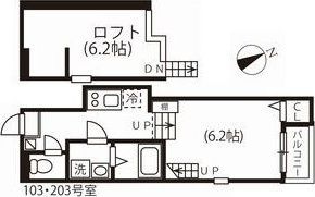 拡大写真:ハーモニーテラス川名町Ⅱ 1階103の間取り