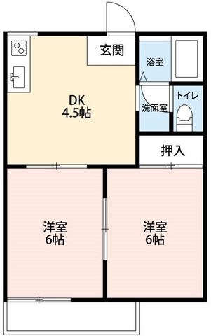 拡大写真:エバーグリーンA 2階202の間取り