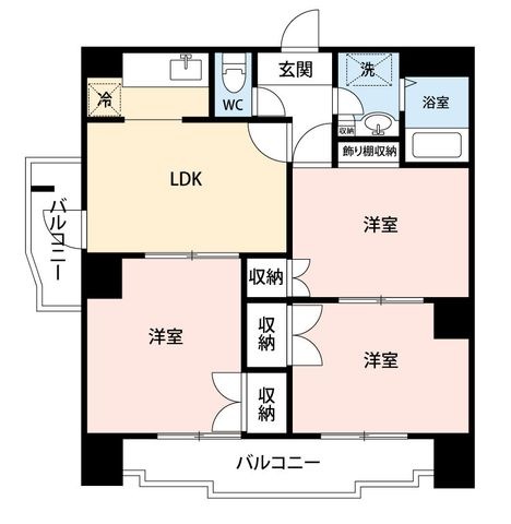 拡大写真:イーストガーデンポプラ館 7階701の間取り