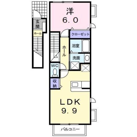 拡大写真:J・クレスト 2階201の間取り