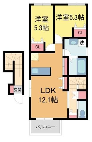 拡大写真:シャルマン甲陽園 2階201の間取り