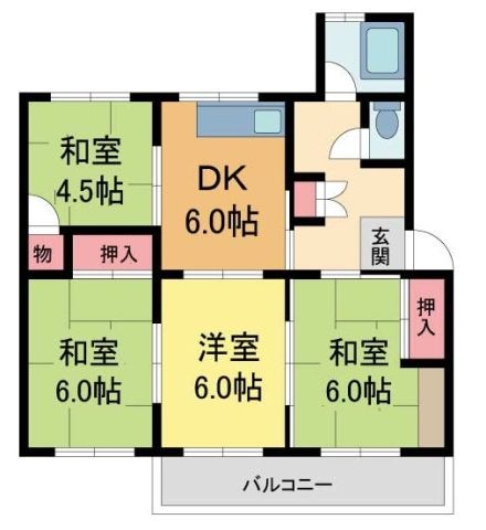 拡大写真:清和台住宅団地16号棟 2階204の間取り