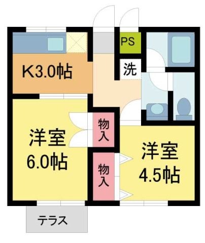 拡大写真：パークサイドハウス 1階104の間取り