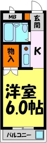 拡大写真：シャトー栄根Ⅱ 4階405の間取り