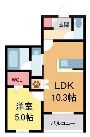拡大写真:Forest Monzencho East 2階204の間取り