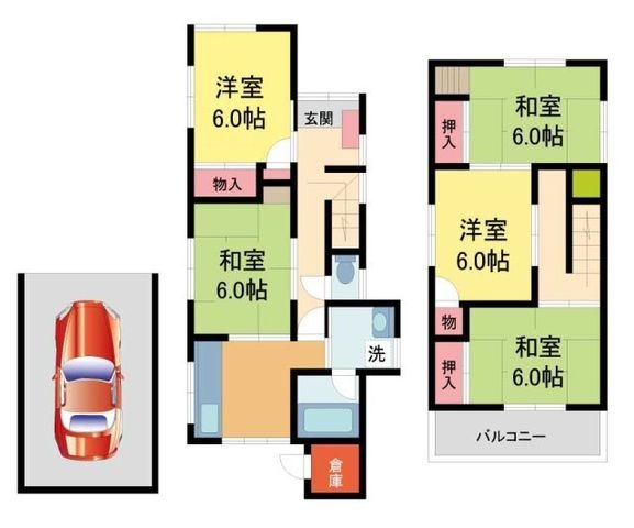 拡大写真:鼓が滝3丁目17-3戸建 3階-の間取り