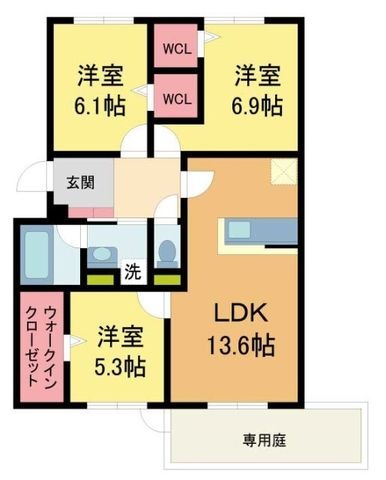 拡大写真:エレナ本山 1階101の間取り