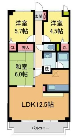 拡大写真:ココ西宮 2階205の間取り