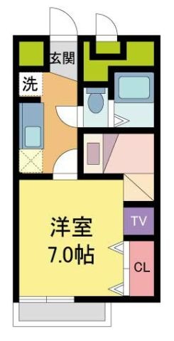 拡大写真:レオパレスプレリュード 1階106の間取り