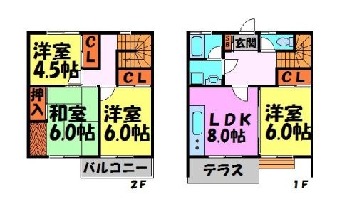 拡大写真：松尾台4丁目1-77テラスハウス 1階1の間取り