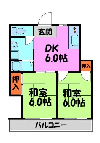 拡大写真:サンハイム桜ガ丘 2階202の間取り