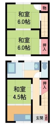 拡大写真:猪名川町万善字寺ノ下通テラスハウス 1階1の間取り