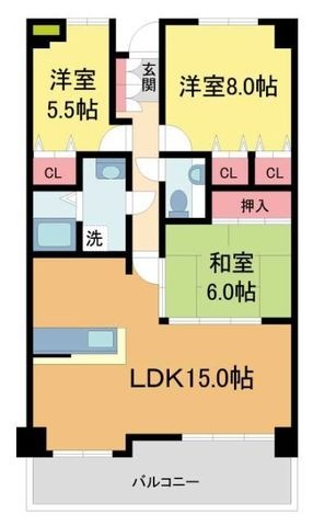 拡大写真:アーデンコート住吉川 4階402の間取り