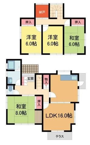 拡大写真:豊能町光風台5丁目10-5貸家 2階-の間取り