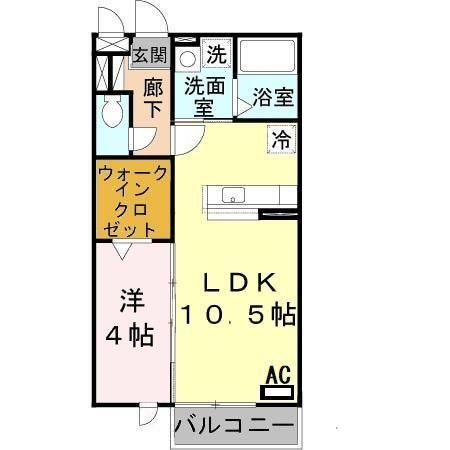 拡大写真:ブランミュール 1階102の間取り