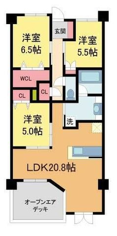 拡大写真:ヴェレーナシティ夙川パークナード 6Fの間取り