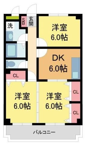 拡大写真:ヒューゲルハウス 3階301の間取り