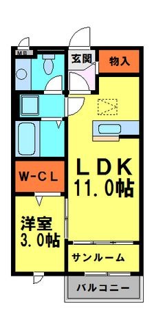 拡大写真:ピープルコート3号館 1階102の間取り