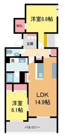 拡大写真：グレイス神戸住吉 3階305の間取り