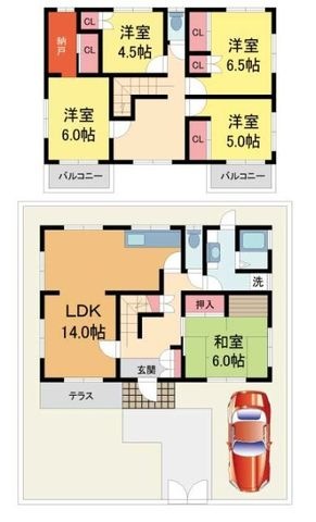 拡大写真:豊能郡能勢町希望ケ丘6丁目12-9 1階-の間取り