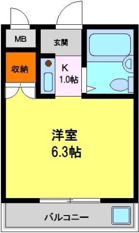 拡大写真：シャトー栄根Ⅱ 4階402の間取り