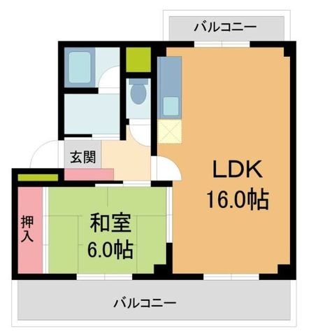 拡大写真:グリーンヒルやました 3階304の間取り