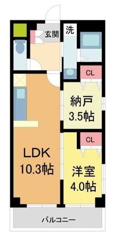 拡大写真:グランジュテ寺畑 5階501の間取り