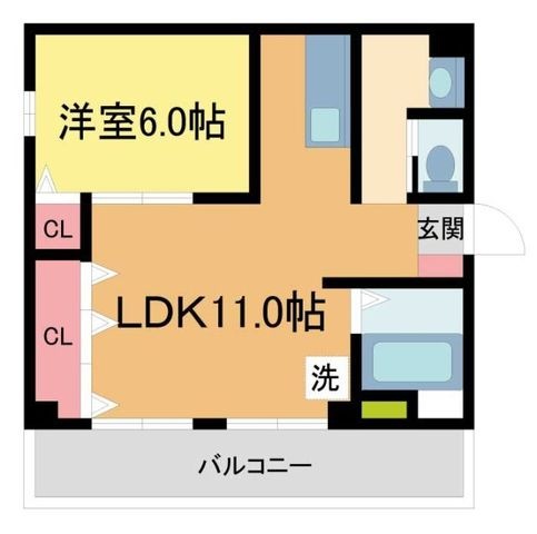 拡大写真:グランドハイツ浜甲子園 2階201の間取り