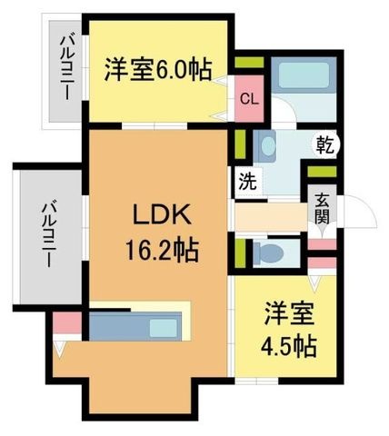 拡大写真:D-residence荘園 B 2階201の間取り
