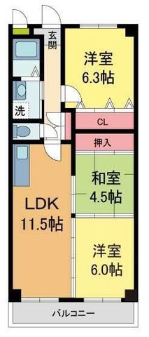 拡大写真:ボナミ田中マンションPARTII 1階102の間取り