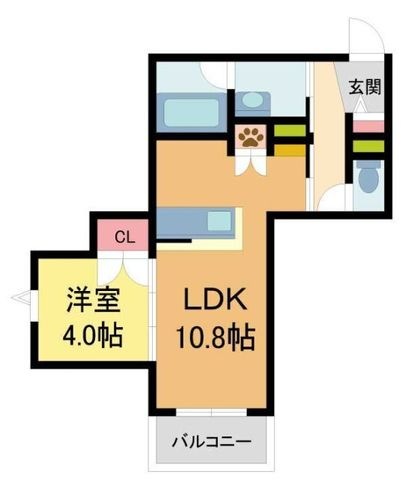 拡大写真:Forest Monzencho East 3階306の間取り