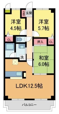 拡大写真:ココ西宮 3階306の間取り