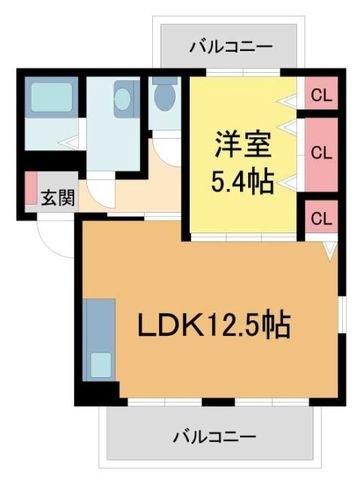 拡大写真:ディアス住吉 2階202の間取り
