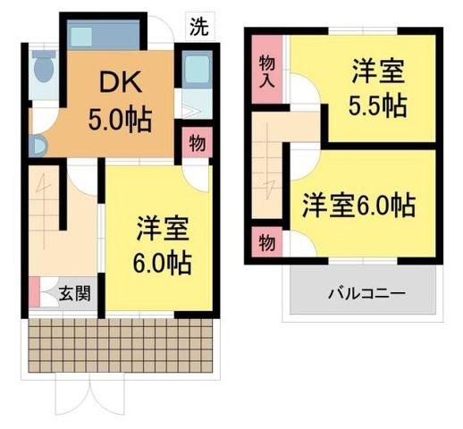 拡大写真:中村ハイツ 2階3の間取り