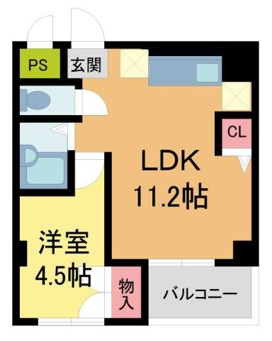 拡大写真:マブランシェット弦月 5階6Aの間取り