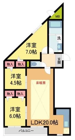 拡大写真:MESSAGE苦楽園三番町 1階102の間取り