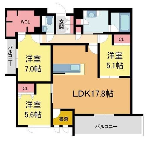拡大写真:Shamaison Ecracie大屋町 4階403の間取り