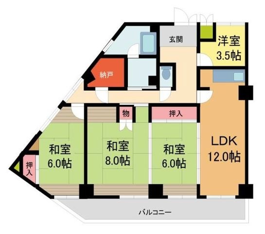 拡大写真:エム苦楽園 2階201の間取り