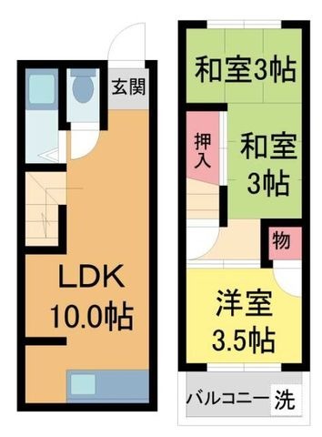 拡大写真:久代4-6-3テラスハウス 2階-の間取り